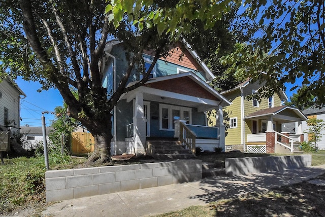 view of front of property featuring covered porch