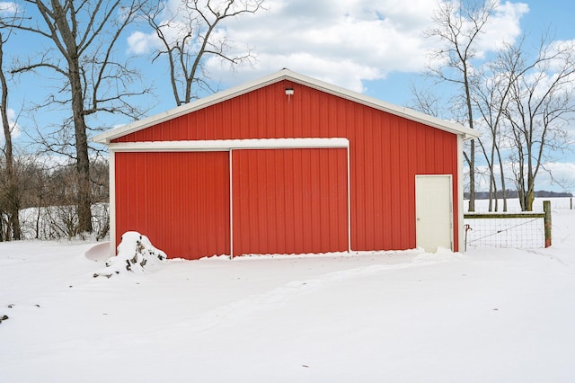 view of snow covered structure