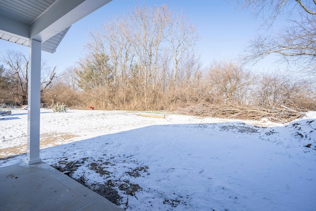 view of yard layered in snow