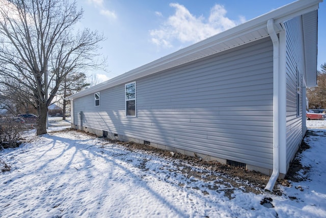 view of snow covered exterior