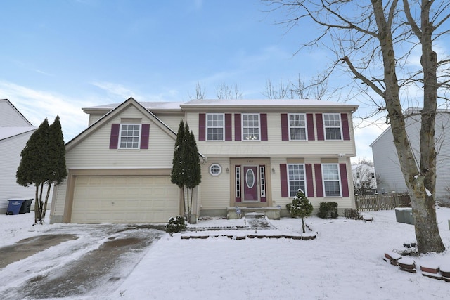 view of front of home with a garage