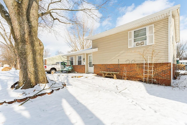 view of snow covered exterior