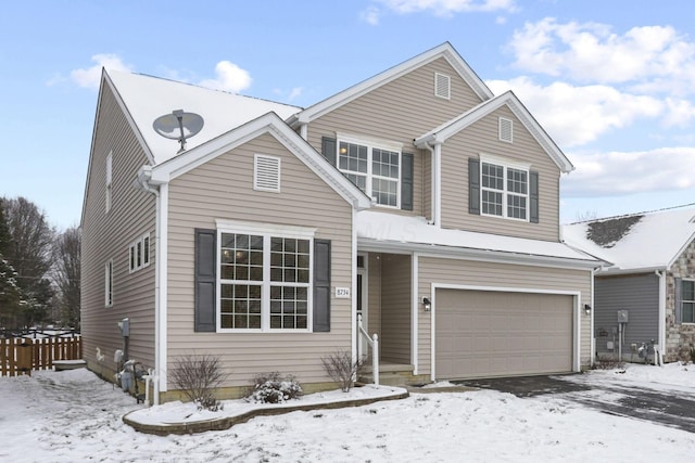 view of front property with a garage