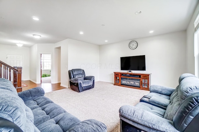 living room featuring carpet