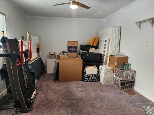 storage area with ceiling fan