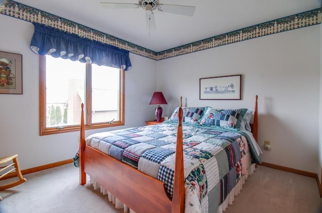 bedroom with carpet floors and ceiling fan