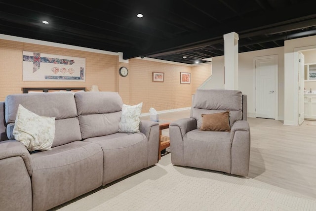 living room with hardwood / wood-style flooring