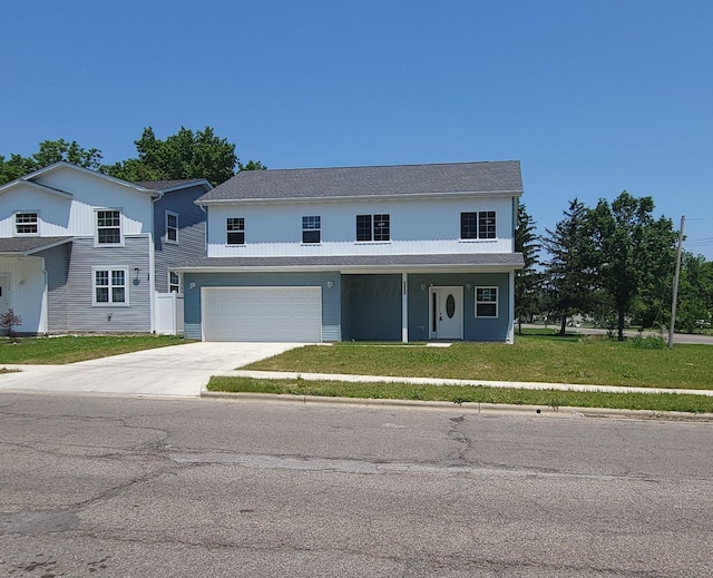 1532 Westmeadow Dr, Columbus, OH 43223 - traditional-style house with concrete driveway, a front lawn, a garage, and covered porch