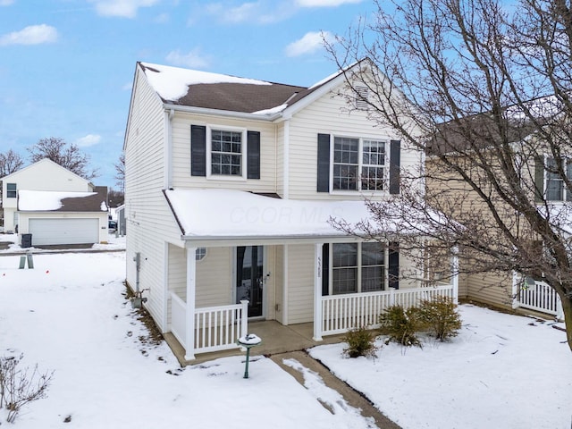 view of front property featuring covered porch