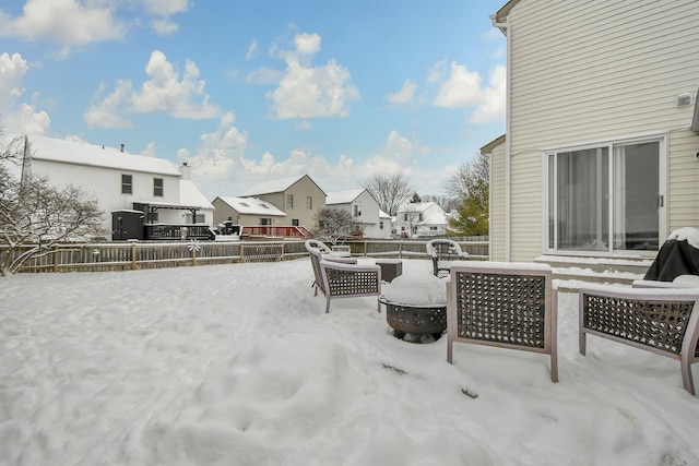 view of snow covered patio