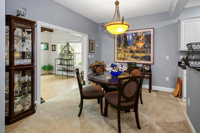 view of carpeted dining room