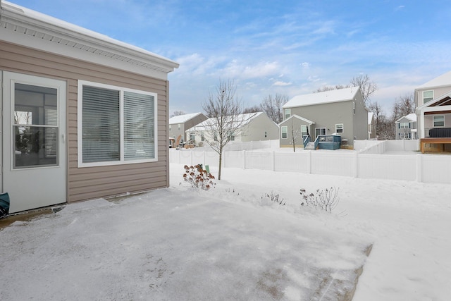 view of snow covered patio