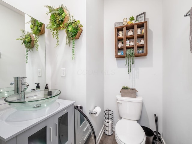 bathroom with toilet and vanity