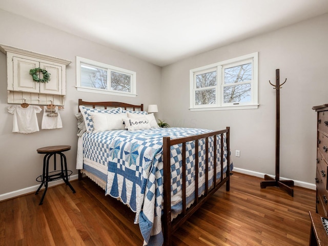 bedroom featuring dark hardwood / wood-style floors