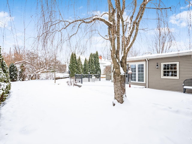 view of yard covered in snow