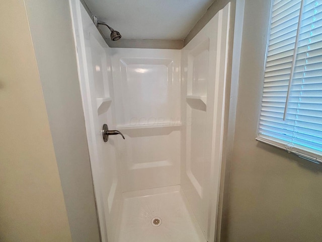 full bath with a shower stall