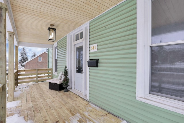 wooden deck featuring a porch