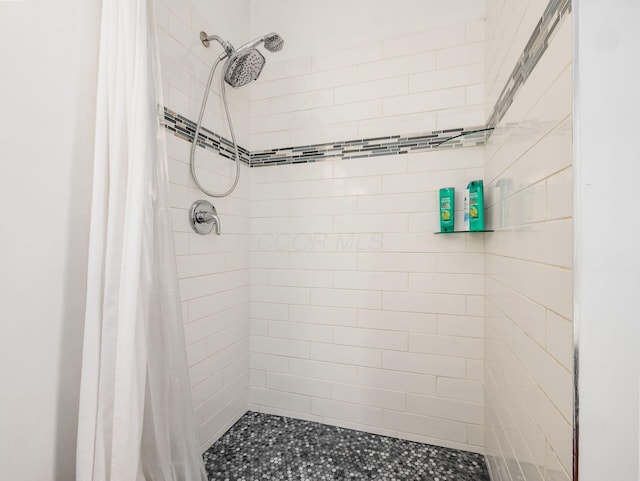 bathroom featuring a shower with curtain