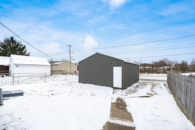 view of snow covered structure