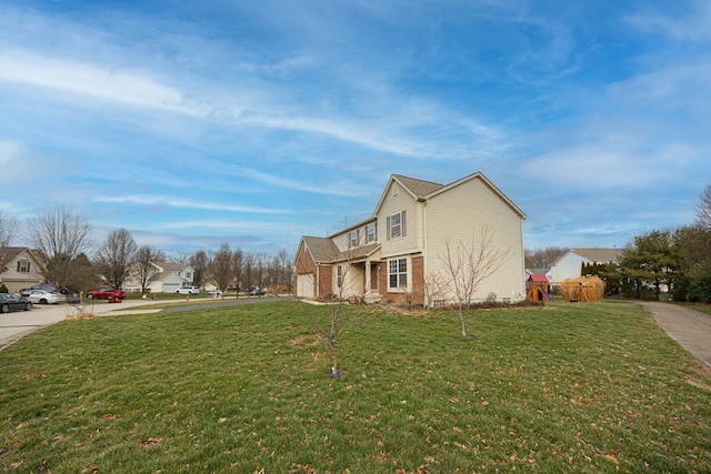 view of home's exterior with a lawn