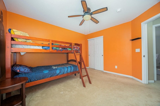 bedroom with carpet flooring and ceiling fan