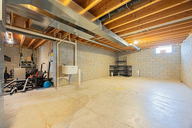 basement with sink