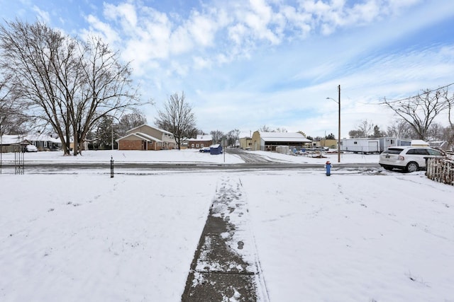 view of yard covered in snow