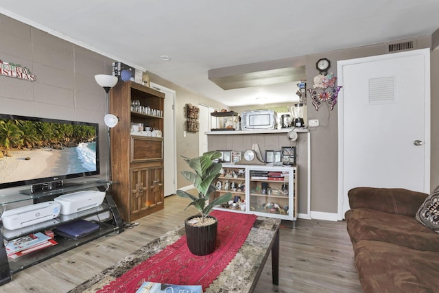 living room featuring hardwood / wood-style flooring