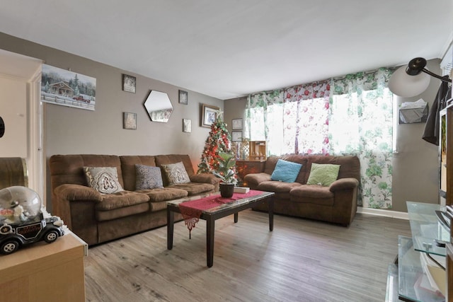 living room with light hardwood / wood-style floors