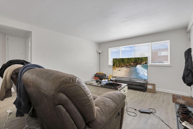 living room with light hardwood / wood-style floors