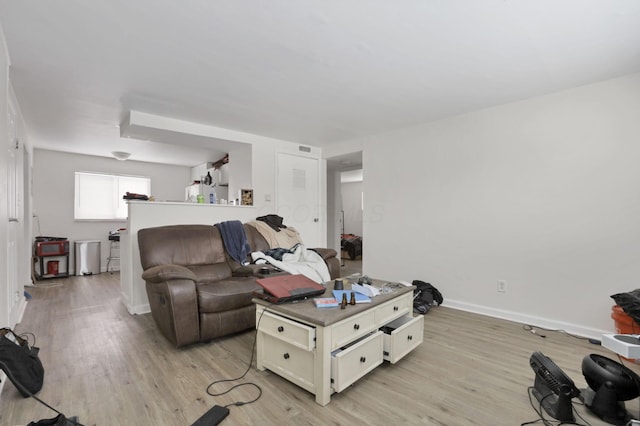 living room featuring light wood-type flooring