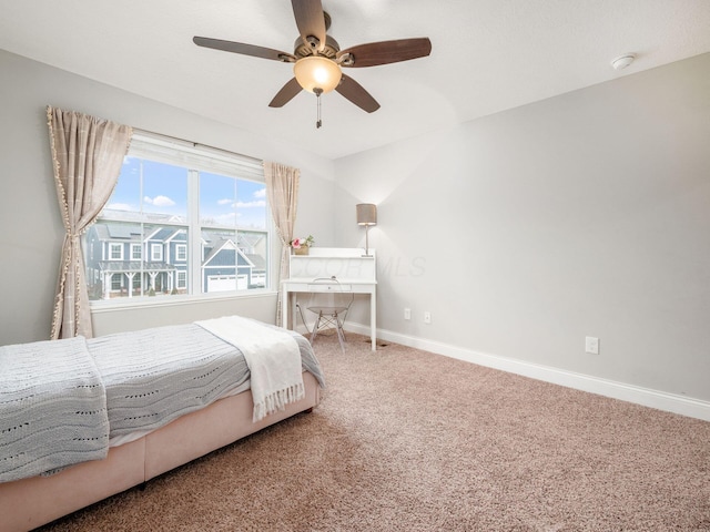 bedroom with carpet and ceiling fan