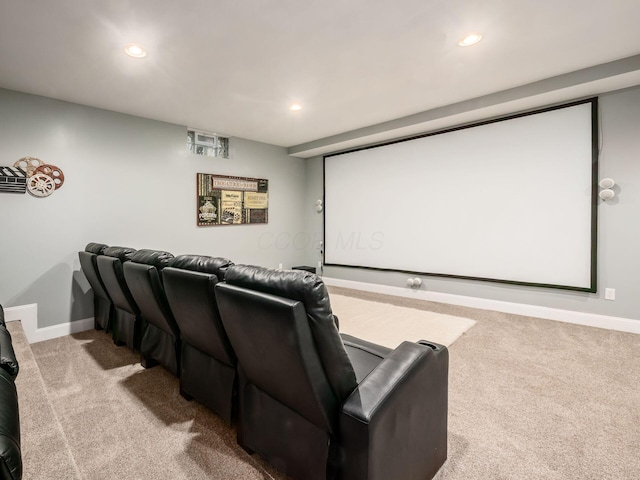 view of carpeted cinema room