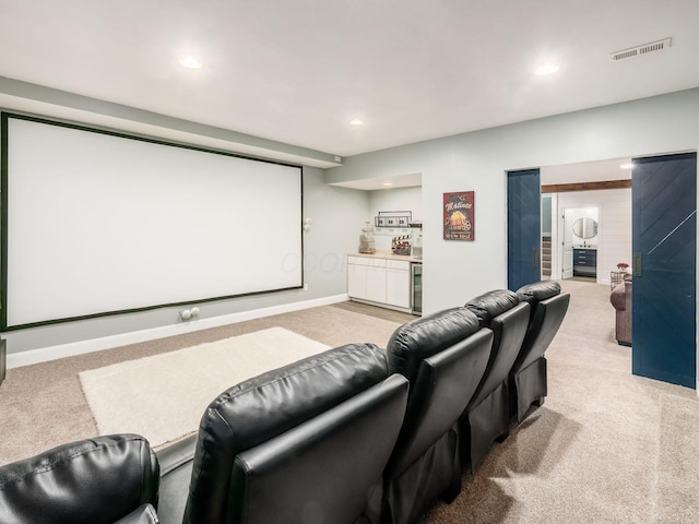 view of carpeted home theater