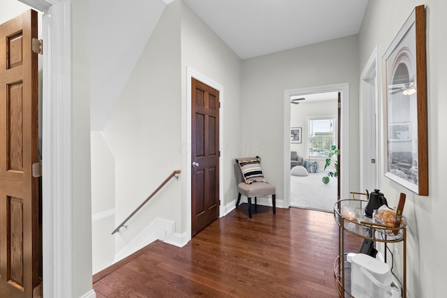 hall featuring dark hardwood / wood-style flooring