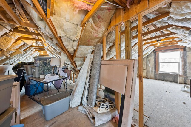 view of unfinished attic