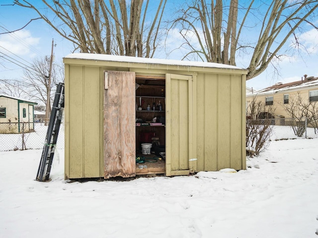 view of snow covered structure