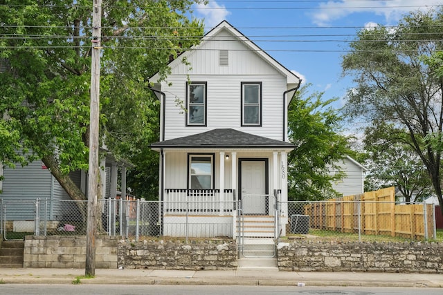 view of front facade featuring covered porch