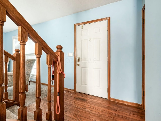 foyer entrance with wood-type flooring