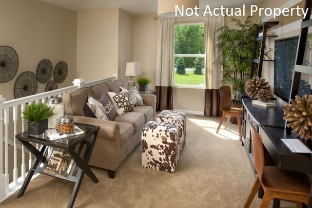 living room featuring light colored carpet