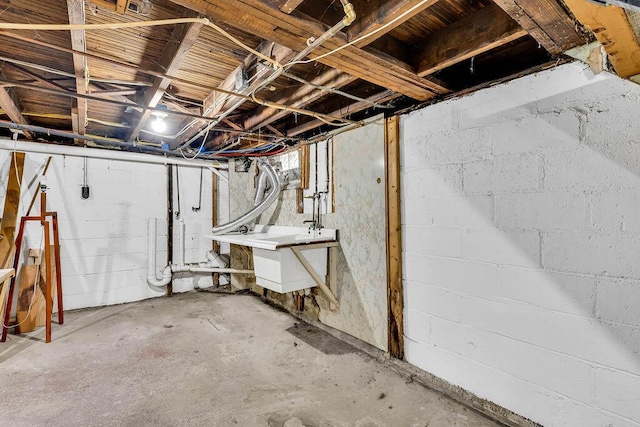 basement with sink