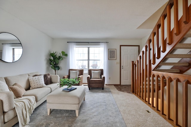 living room featuring carpet flooring