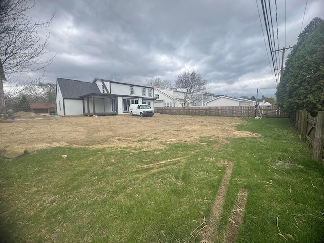 view of yard featuring fence