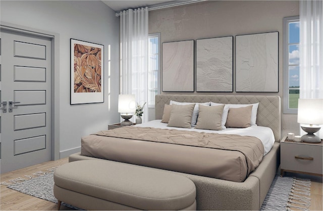 bedroom featuring wood finished floors