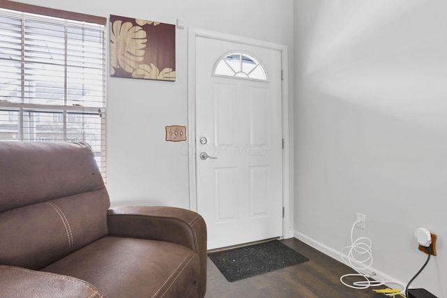 foyer with dark hardwood / wood-style flooring