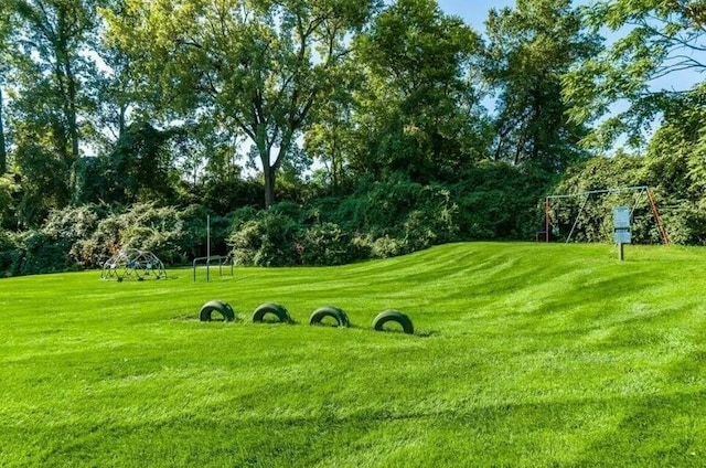 view of property's community with a yard