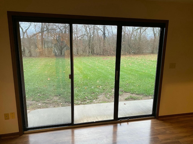 doorway to outside featuring hardwood / wood-style flooring