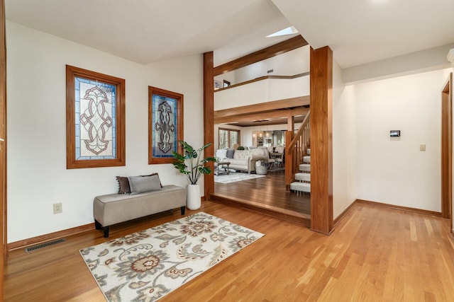 living area featuring light hardwood / wood-style floors