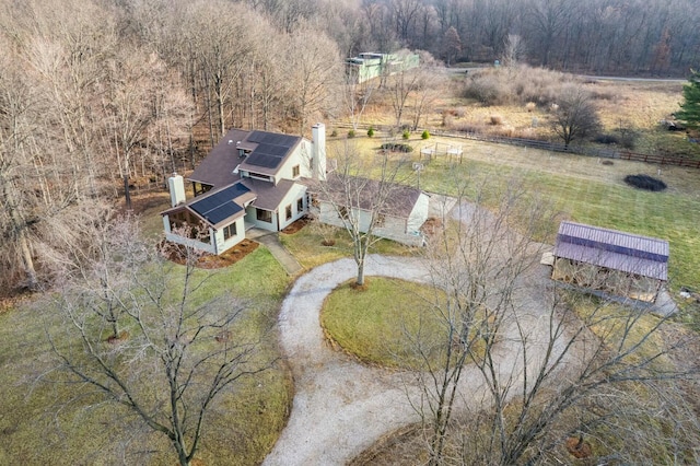 aerial view featuring a rural view