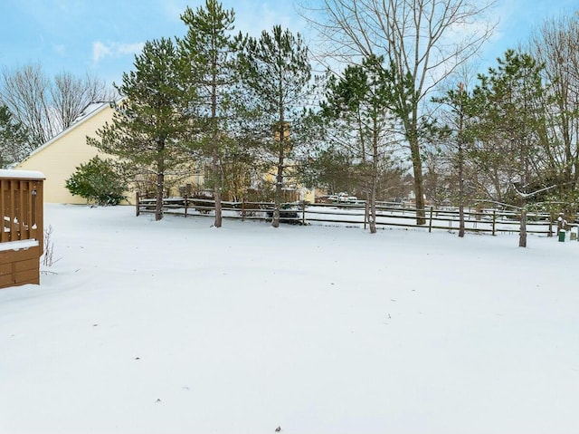 view of yard covered in snow